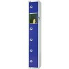 Six Door Locker, Blue colour door. 300mm deep. Padlock fitting.