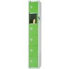 Six Door Locker, Green colour door. 300mm deep. Padlock fitting.