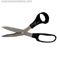 Kitchen Plus Scissors, 7" serrated blades with plastic handles.