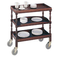 Clearing Trolley, Sturdy castors with wipe clean laminate tops.