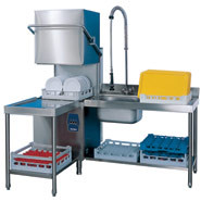 Pass-Through Dishwasher, Capacity: 1296 plates per hour (hot fill) or 1584 glasses per hour (hot