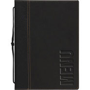 Contemporary Menu Holder - A5, Colour: Black. Insert (4 pages).