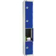 Four Door Locker, Blue colour door. 450mm deep. Padlock fitting.