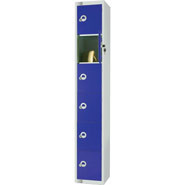 Six Door Locker, Blue colour door. 450mm deep. Cam lock.