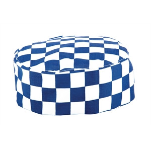 Whites Chefs Skull Cap Big Blue and White Check