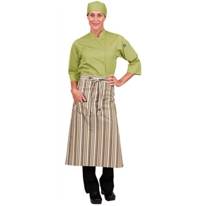 Chef Works Bistro Apron Lime White Brown Stripe