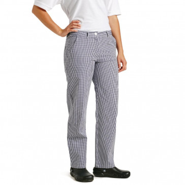 Whites Womens Chef Trousers Blue and White Check 22in