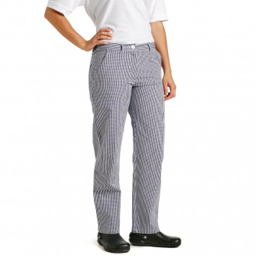 Whites Womens Chef Trousers Blue and White Check 28in
