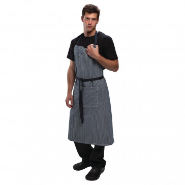 Chef Works Urban Portland Fine Stripe Bib Apron Indigo
