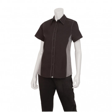 Chef Works Womens Universal Contrast Shirt Black Grey L