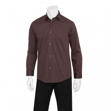 Chef Works Urban Mens Fremont Denim Shirt Brown M