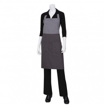 Chef Works Urban Soho Bib Apron with Contrast Block Charcoal Grey