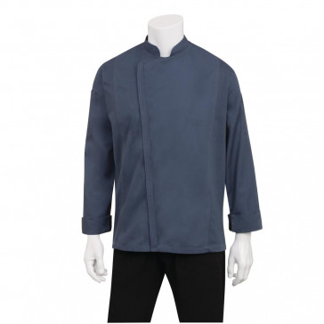 Chef Works Hartford Lightweight Zipper Unisex Chef Jacket Blue S