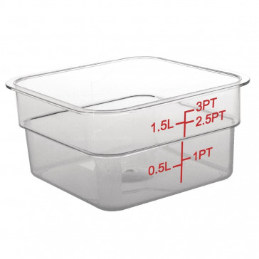 Vogue Polycarbonate Square Storage Container 1.5Ltr