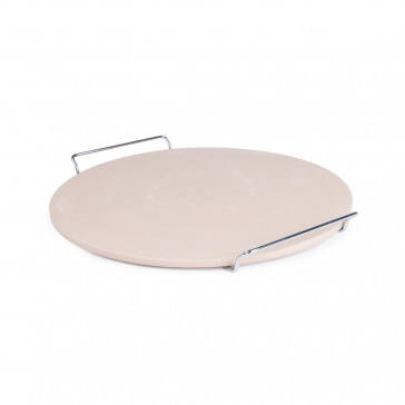 Round Pizza Stone with Metal Serving Rack