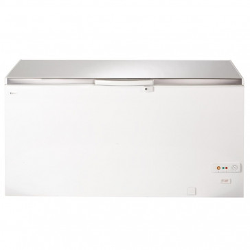 Lec White Chest Freezer with Stainless Steel Lid 490Ltr