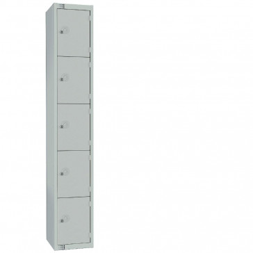 Elite Five Door Camlock Locker with Sloping Top Grey