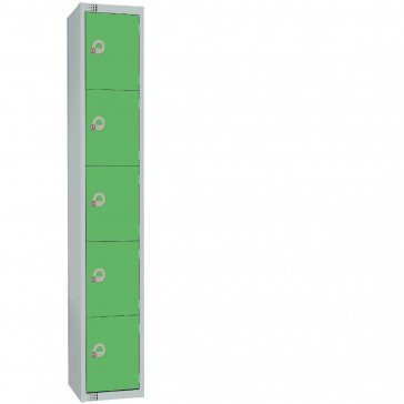 Elite Five Door Padlock Locker with Sloping Top Green