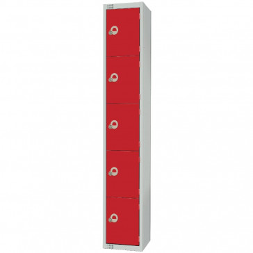 Elite Five Door Camlock Locker Red