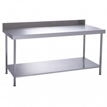 Parry Fully Welded Stainless Steel Wall Table with Undershelf 600x600mm