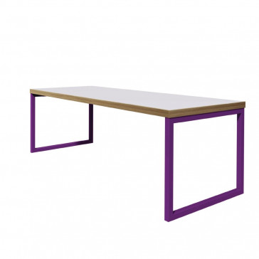 Bolero Dining Table White with Violet Frame 4ft