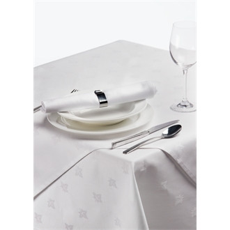 Damask Ivy Leaf White Tablecloth