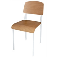Wooden Dining Chairs with White Steel Frame (Pack of 4)