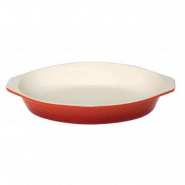 Vogue Orange Oval Cast Iron Gratin 650ml