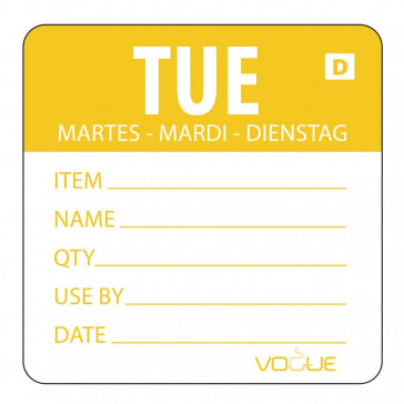 Vogue Dissolvable Day of the Week Labels Tuesday