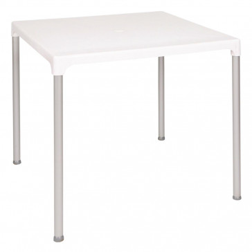 Bolero White Square Table with Aluminium Legs 750mm