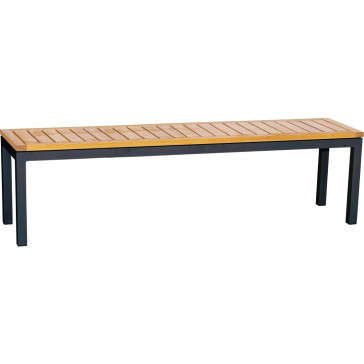 Bolero Black Low Bench with Wooden Seat Pad 1100mm