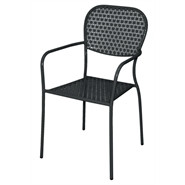 Black Steel Patterned Bistro Armchairs (Pack of 4)