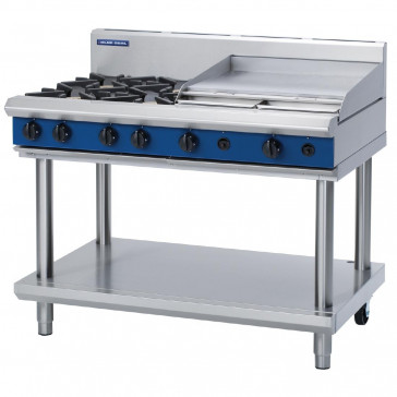 Blue Seal Evolution Cooktop 4 Open/ 1 Griddle Burner Natural Gas on Stand1200mm G518B-LS/N