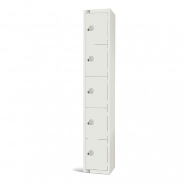 Elite Five Door Camlock Locker White