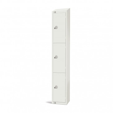 Elite Three Door Camlock Locker with Sloping Top White