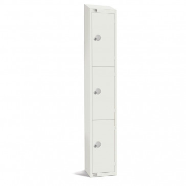 Elite Three Door Padlock Locker with Sloping Top White