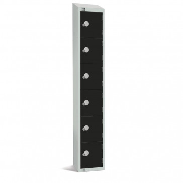 Elite Six Door Padlock Locker with Sloping Top Black