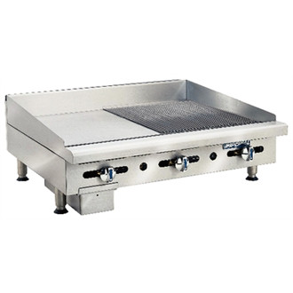 Imperial Wide Thermostatic Half Ribbed and Half Smooth Natural Gas Griddle ITG-18-GG18