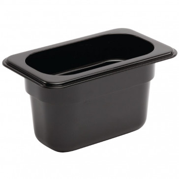 Vogue Polycarbonate 1/9 Gastronorm Container 100mm Black