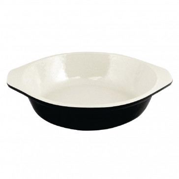 Vogue Black Cast Iron Round Gratin Dish 400ml