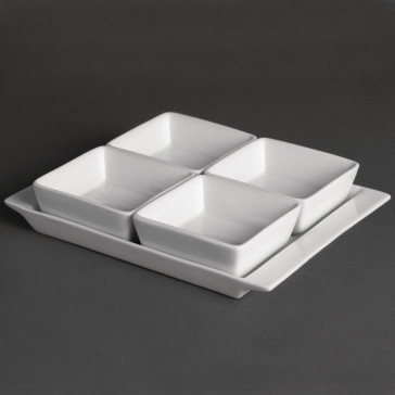 Olympia Whiteware Snack Dishes with Plates 4 Section