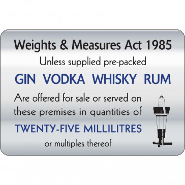 25ml Weights & Measures Act Sign