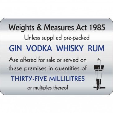 35ml Weights & Measures Act Sign