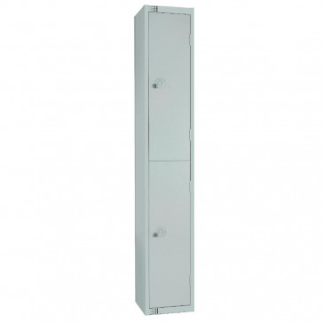 Elite Two Door Padlock Locker with Sloping Top Grey