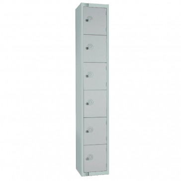Elite Six Door Padlock Locker with Sloping Top Grey