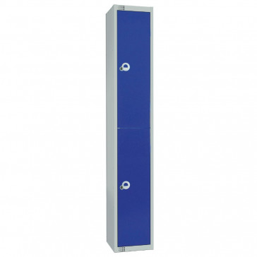 Elite Two Door Padlock Locker with Sloping Top Blue