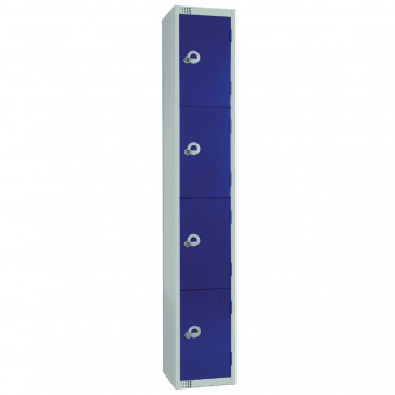 Elite Four Door Padlock Locker with Sloping Top Blue