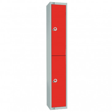 Elite Two Door Camlock Locker with Sloping Top Red