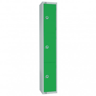 Elite Three Door Camlock Locker with Sloping Top Green