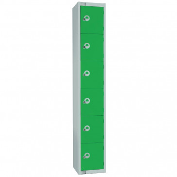 Elite Six Door Padlock Locker with Sloping Top Green